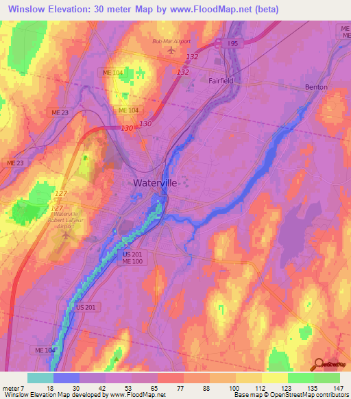 Winslow,US Elevation Map