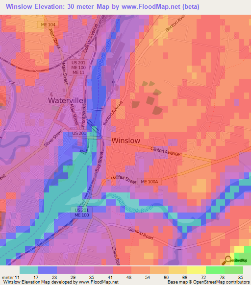 Winslow,US Elevation Map