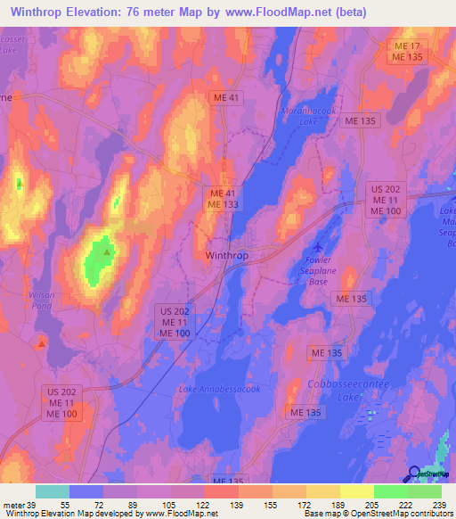 Winthrop,US Elevation Map