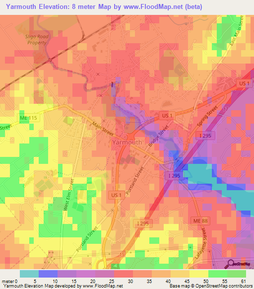 Yarmouth,US Elevation Map