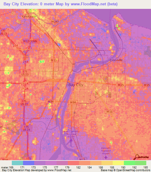 Bay City,US Elevation Map