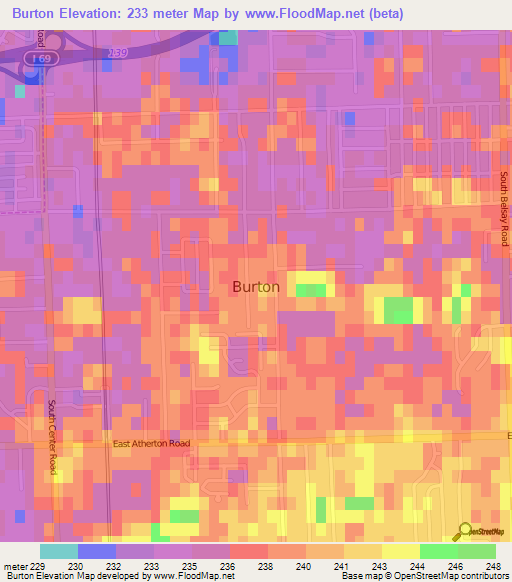 Burton,US Elevation Map