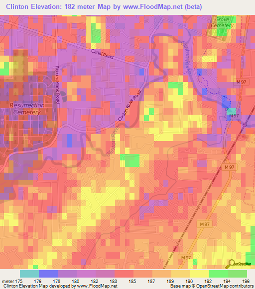 Clinton,US Elevation Map