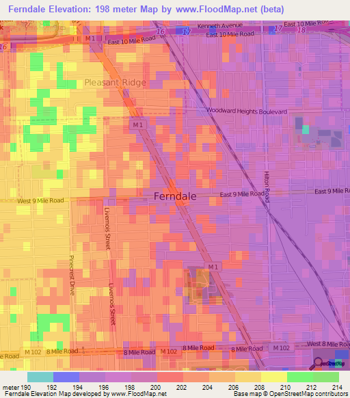 Ferndale,US Elevation Map