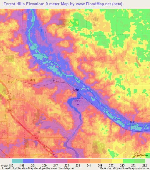 Forest Hills,US Elevation Map