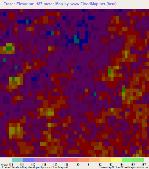 Fraser,US Elevation Map