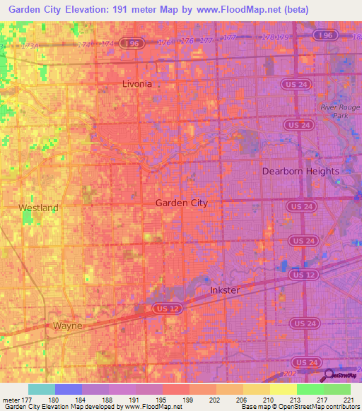 Garden City,US Elevation Map