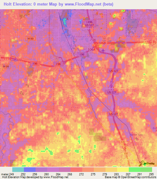 Holt,US Elevation Map