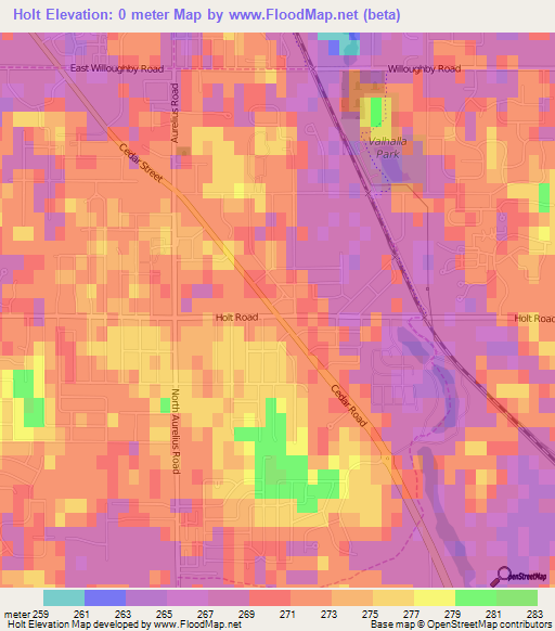 Holt,US Elevation Map