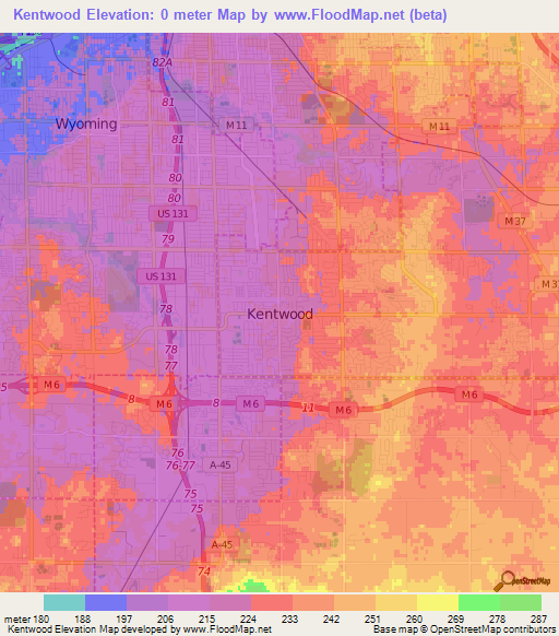 Kentwood,US Elevation Map