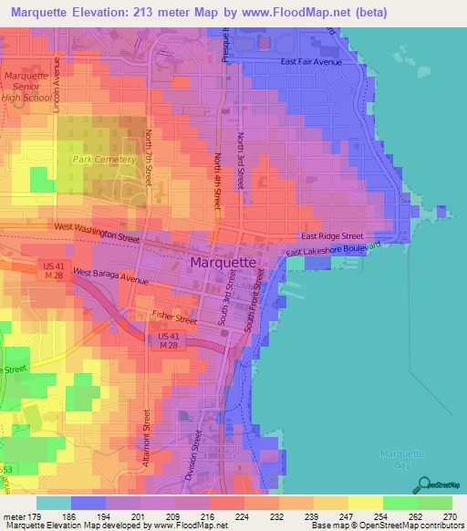 Marquette,US Elevation Map