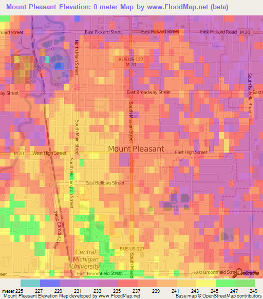 Mount Pleasant,US Elevation Map