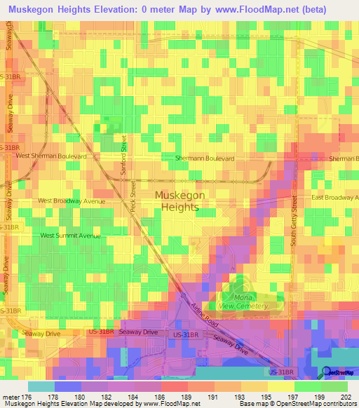 Muskegon Heights,US Elevation Map