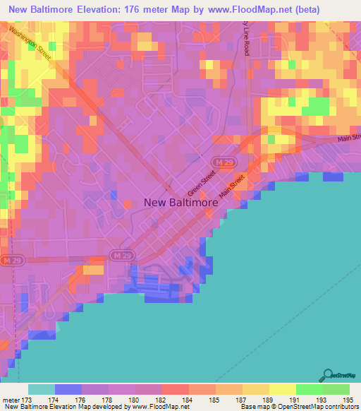 New Baltimore,US Elevation Map