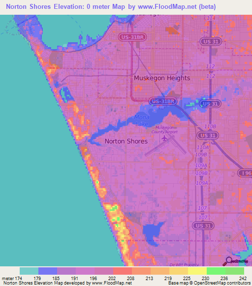 Norton Shores,US Elevation Map