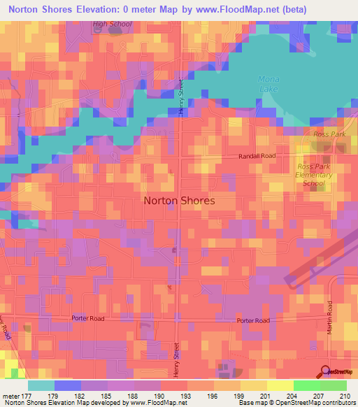 Norton Shores,US Elevation Map