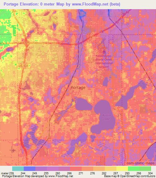 Portage,US Elevation Map