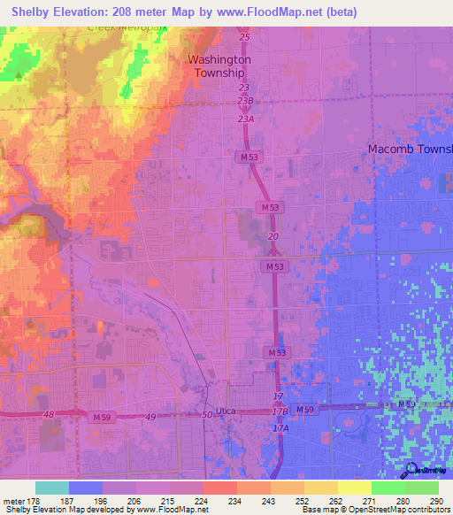 Shelby,US Elevation Map