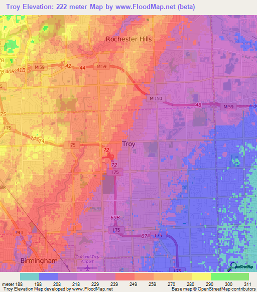 Troy,US Elevation Map