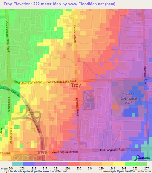 Troy,US Elevation Map