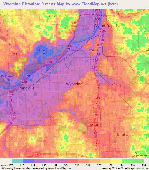 Wyoming,US Elevation Map