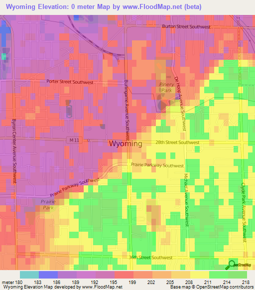 Wyoming,US Elevation Map