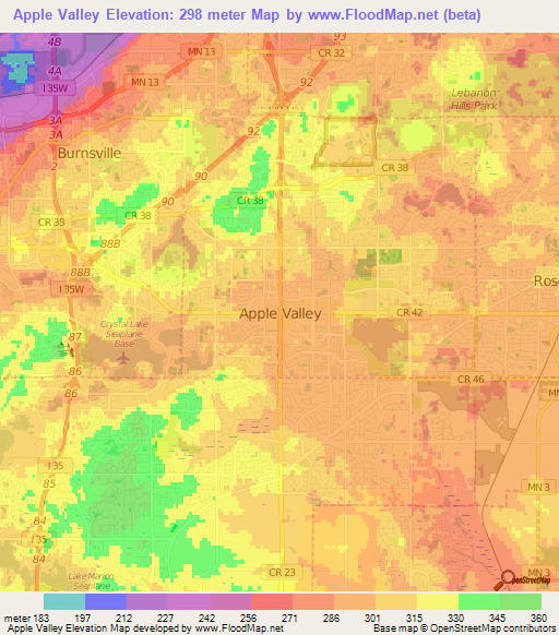 Apple Valley,US Elevation Map