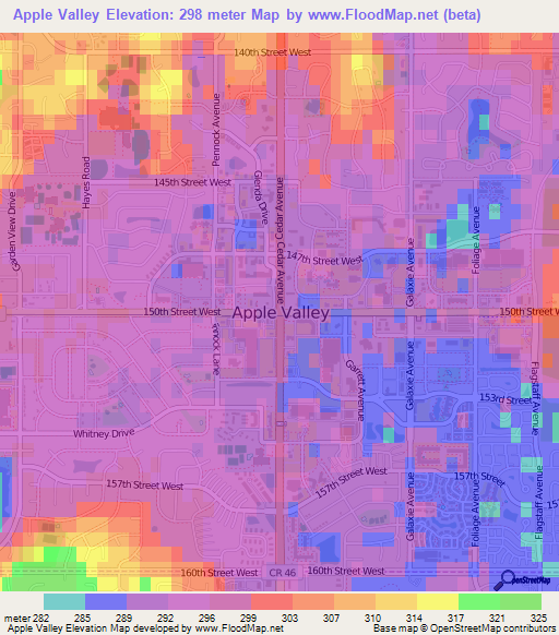 Apple Valley,US Elevation Map