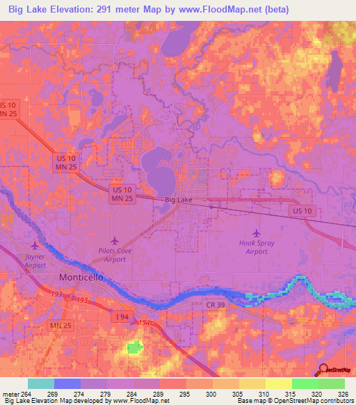 Big Lake,US Elevation Map