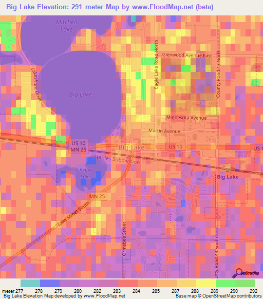 Big Lake,US Elevation Map