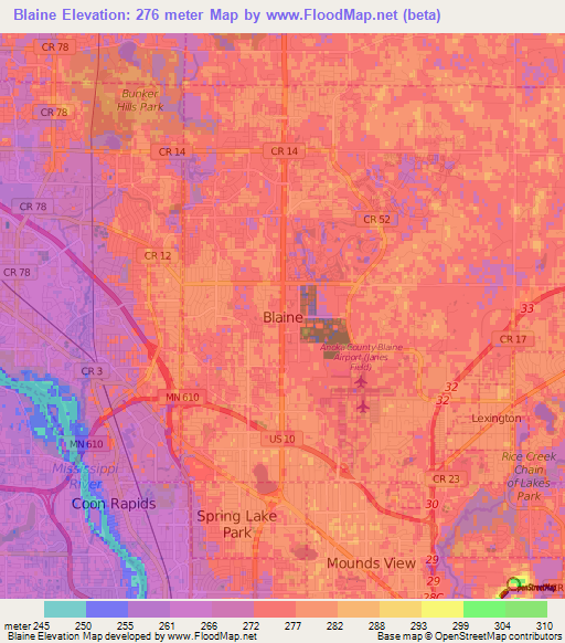 Blaine,US Elevation Map