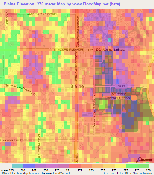 Blaine,US Elevation Map