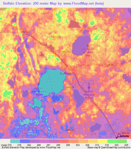 Buffalo,US Elevation Map