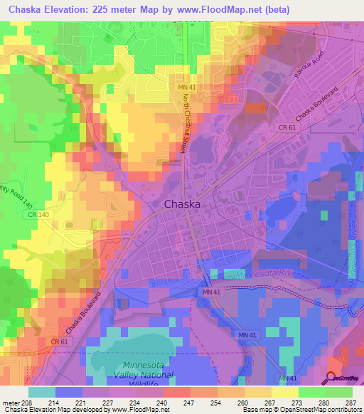 Chaska,US Elevation Map