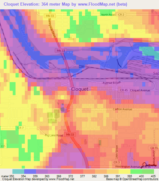 Cloquet,US Elevation Map