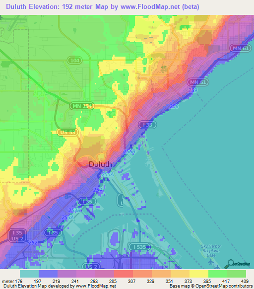 Duluth,US Elevation Map