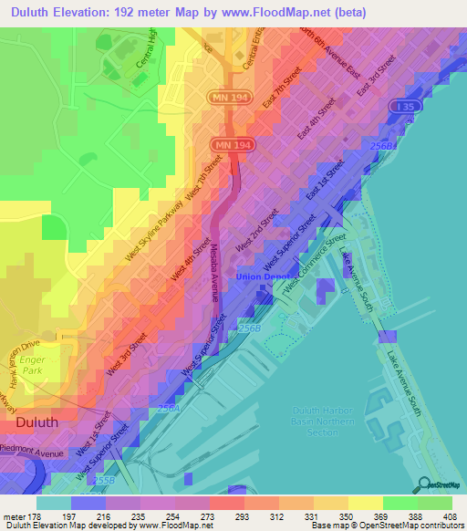 Duluth,US Elevation Map