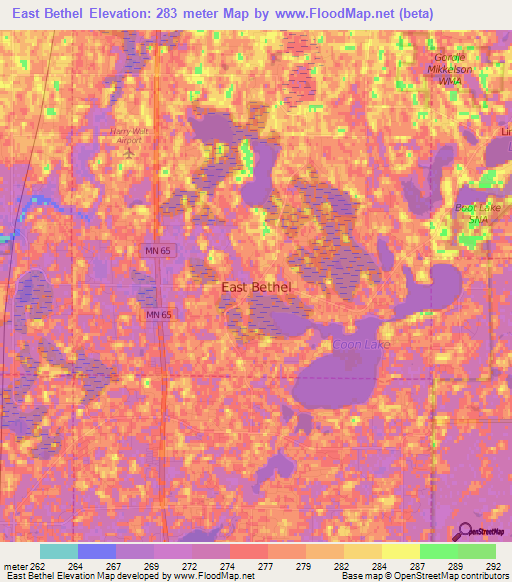 East Bethel,US Elevation Map