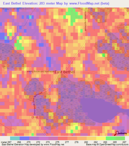 East Bethel,US Elevation Map