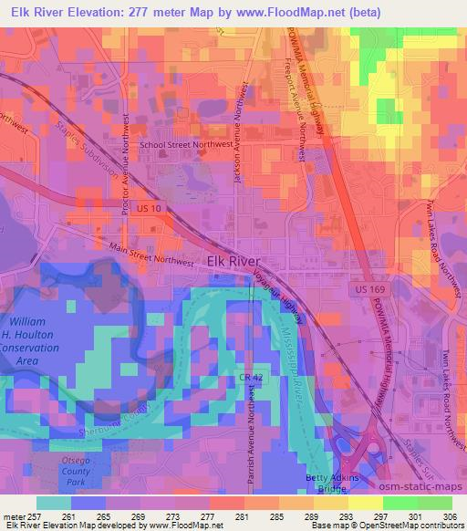 Elk River,US Elevation Map