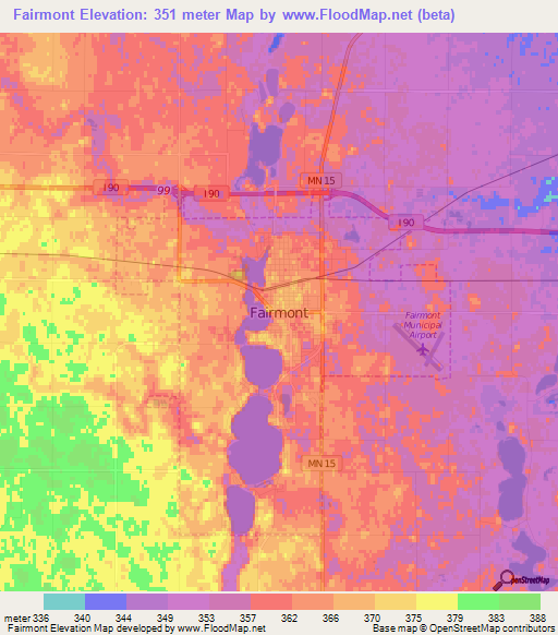 Fairmont,US Elevation Map