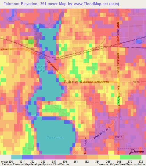 Fairmont,US Elevation Map