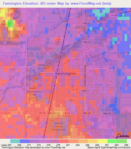 Farmington,US Elevation Map