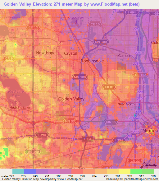 Golden Valley,US Elevation Map