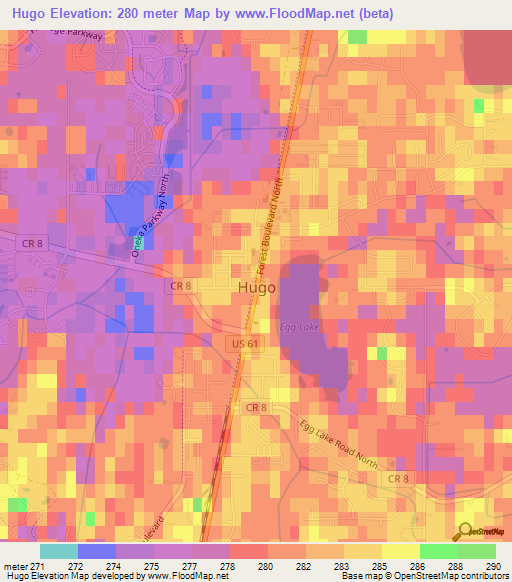 Hugo,US Elevation Map