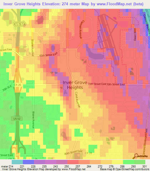 Inver Grove Heights,US Elevation Map