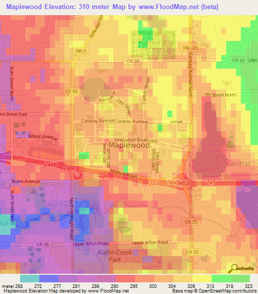 Maplewood,US Elevation Map