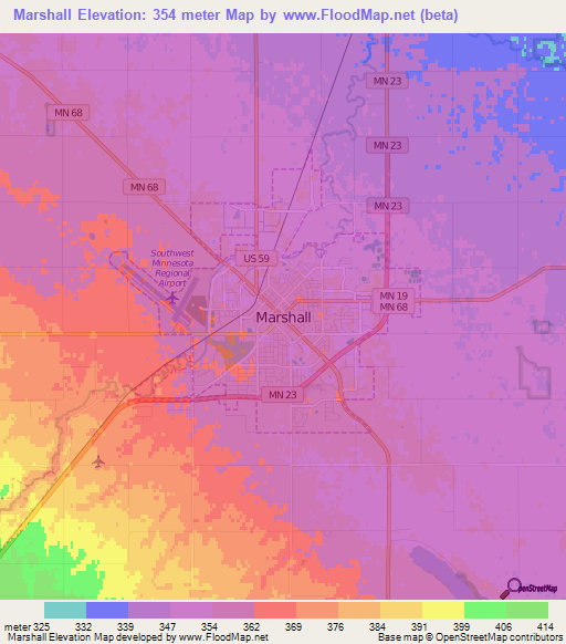 Marshall,US Elevation Map