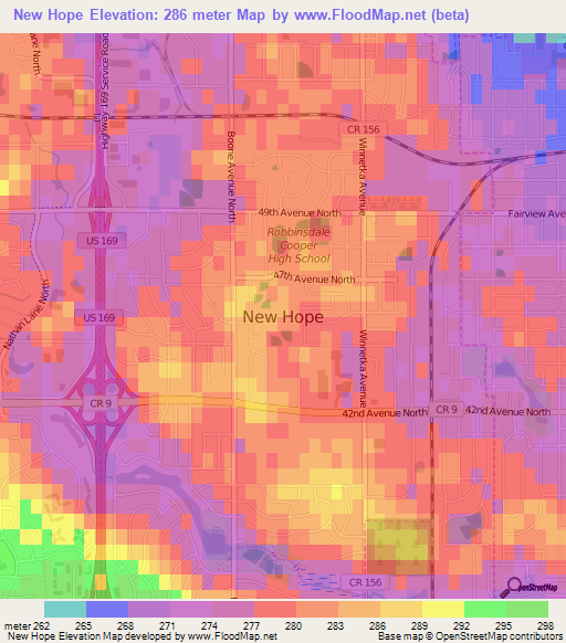 New Hope,US Elevation Map