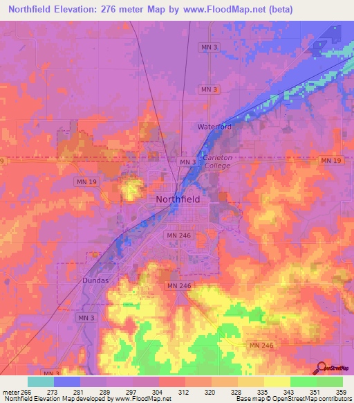 Northfield,US Elevation Map